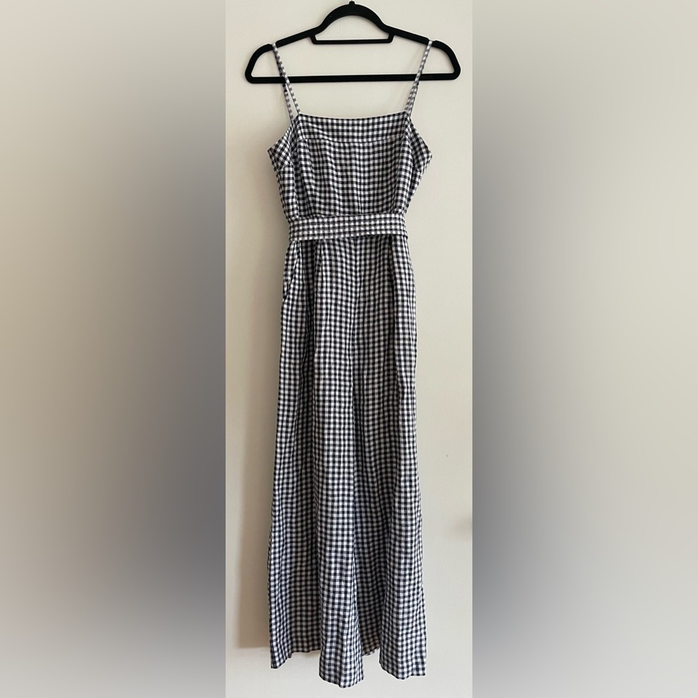 J. Crew - Gingham Linen Wide Leg Jumpsuit